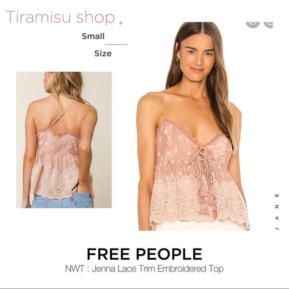 Free People Tops - NWT Free People Jenna Lace-Trim cami